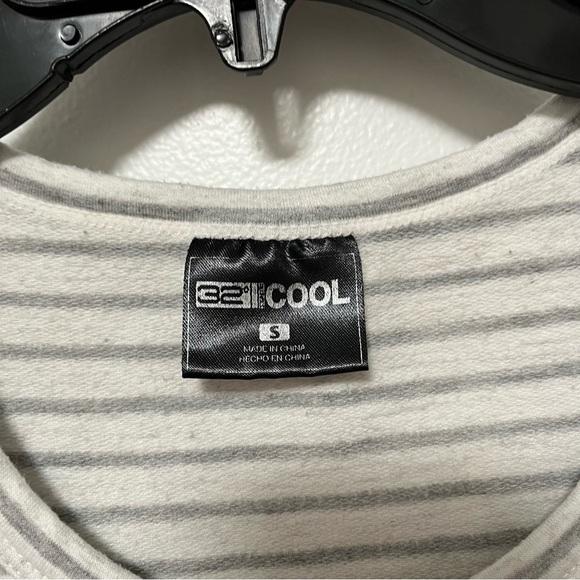 32 Degrees Cool Tank Dress Gray White Stripe Pullover Sleeveless Pockets Stretch - Picture 2 of 6